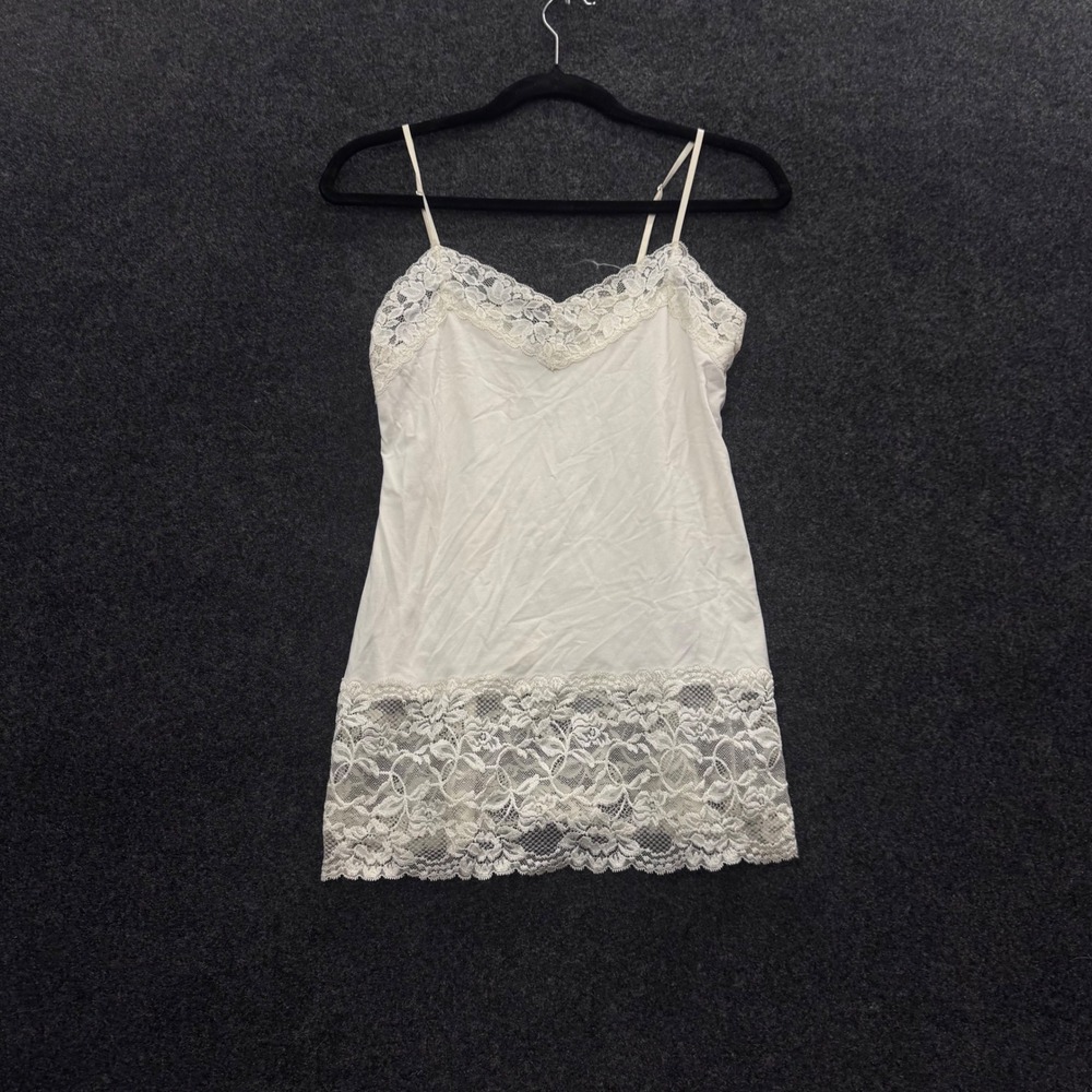 White House Black Market Cream Lace Trim Camisole Tank Top Size M